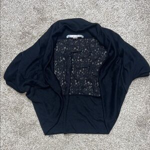Black Junior’s Sweater with Lace Detail